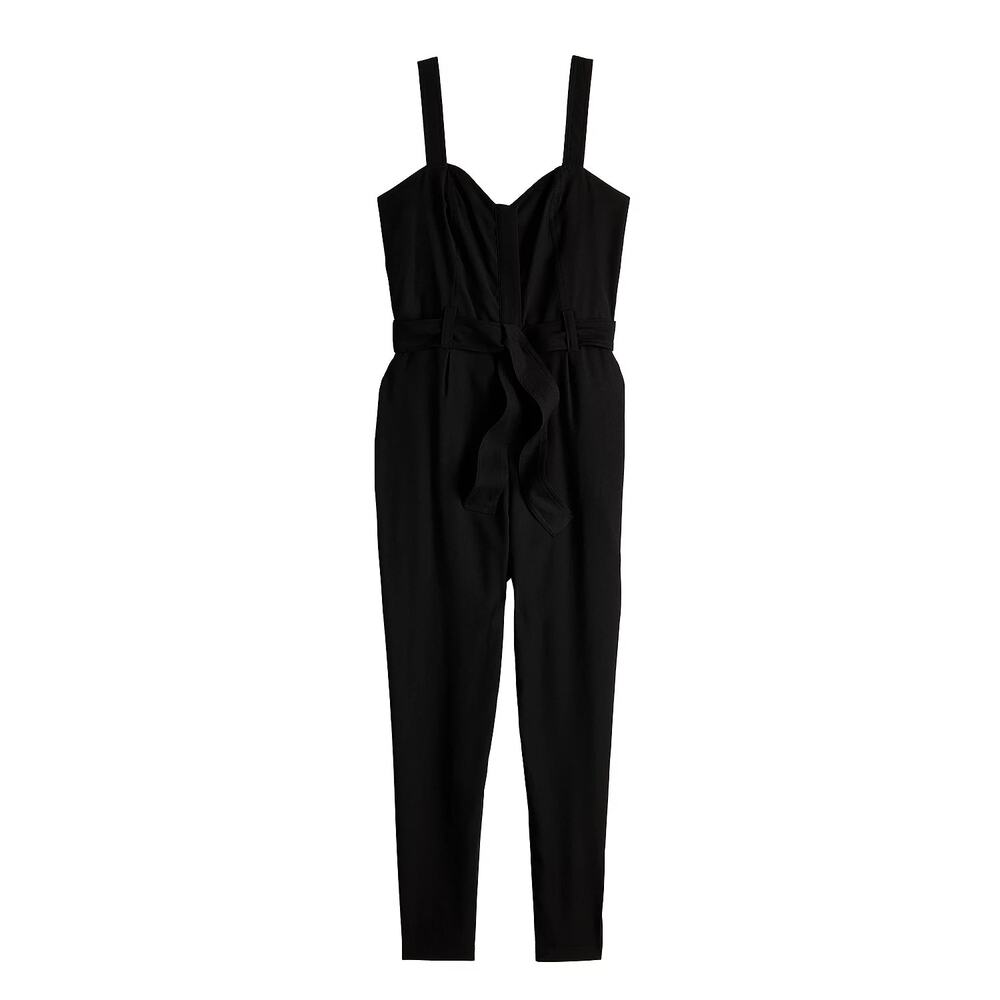Nine West Utility Black Sleeveless Sweetheart Jumpsuit NWT XXL